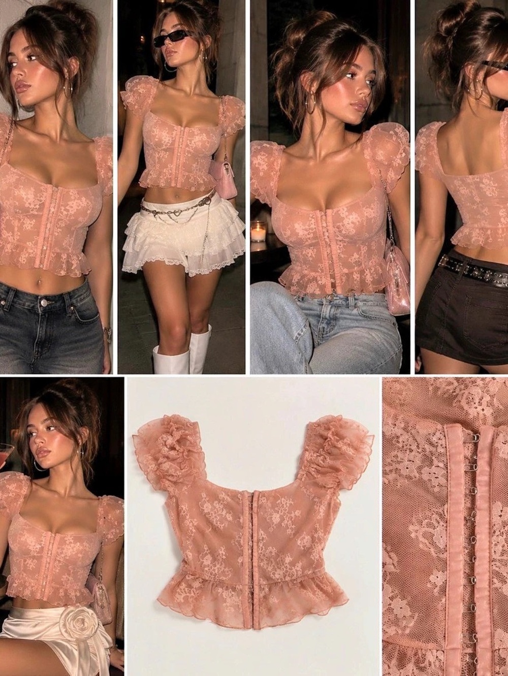 Pink Lace Corset Crop Top